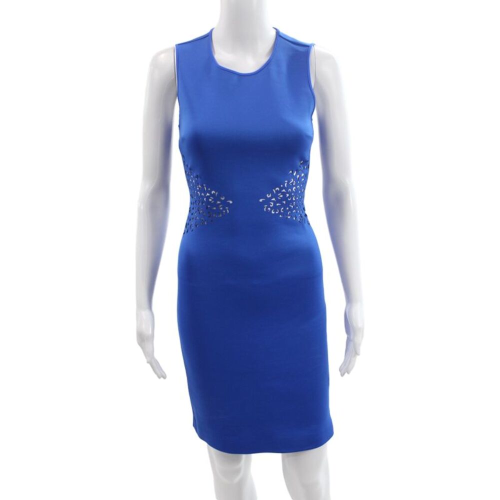 Clover Canyon Women Bodycon Sleeveless Blue Cutout Solid Polyester Dress Size XS